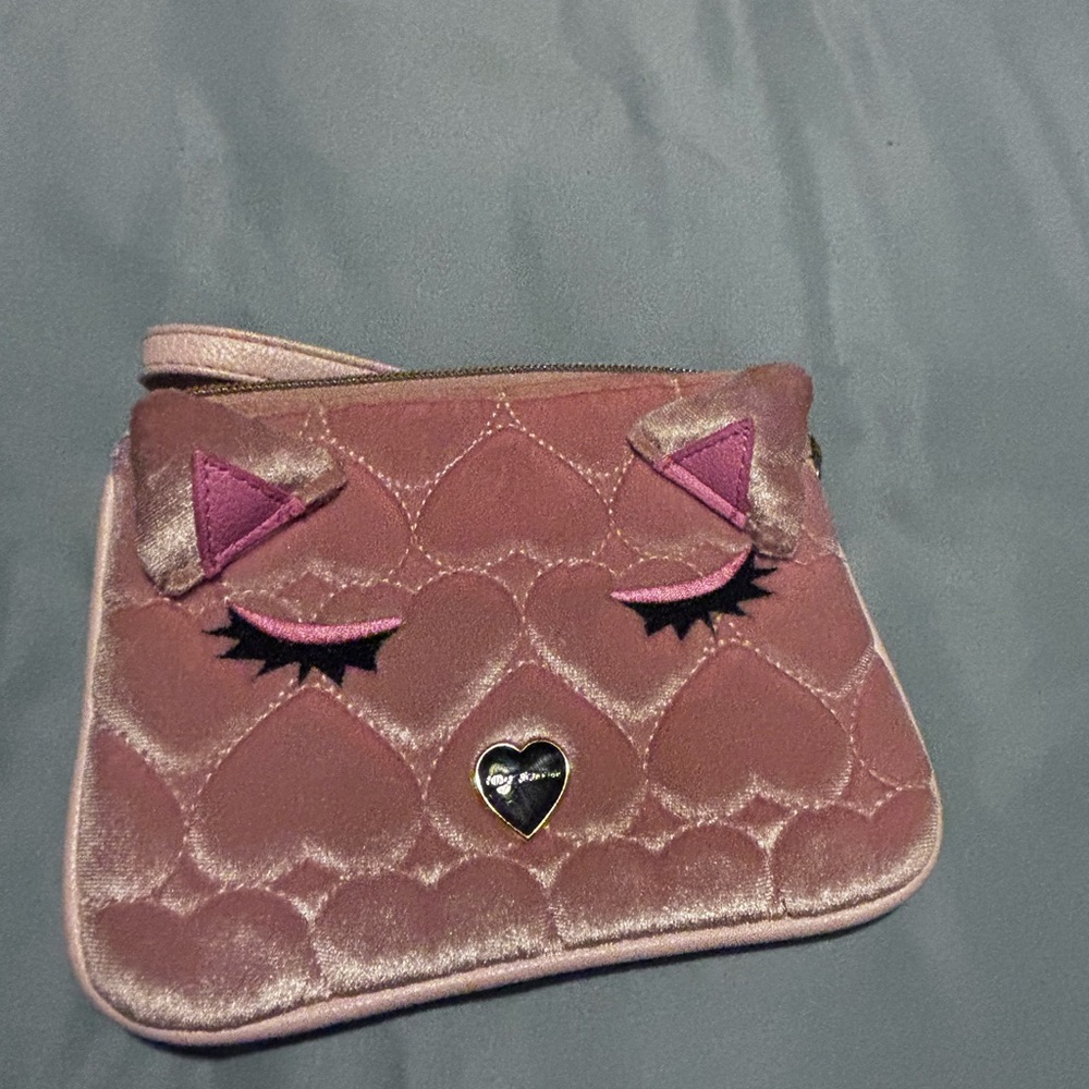 Betsy Johnson Velour Cat Wristlet